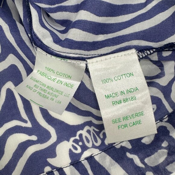 Blue & White Wave-Print Summer Shirt Dress / Cover-Up - Picture 8 of 9